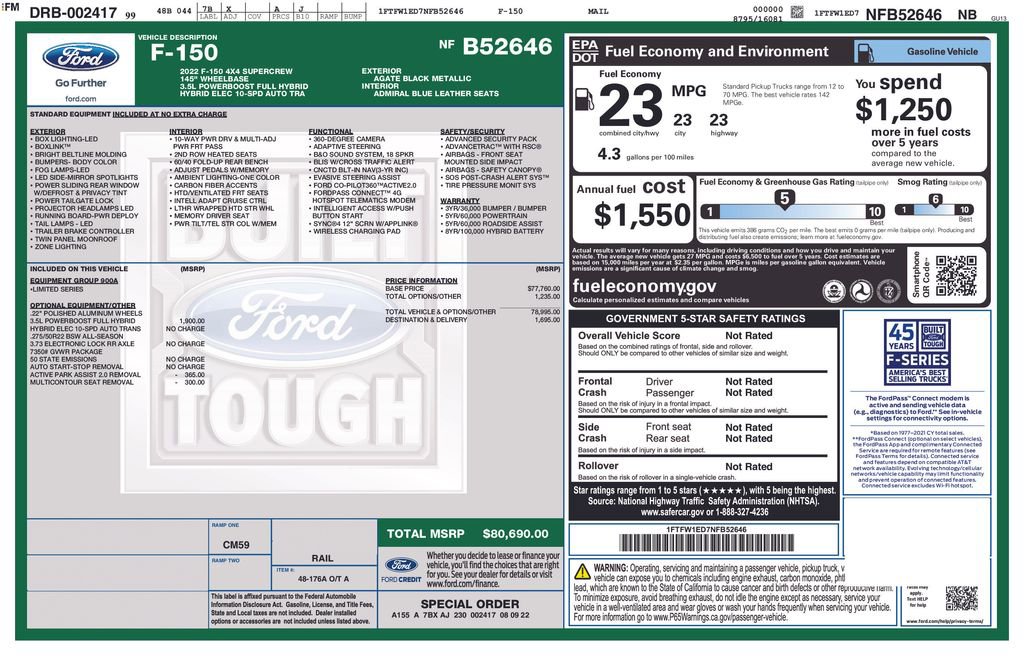 Certified 2022 Ford F150 Limited AWD/4WD image 6