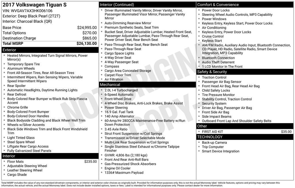 Used 2017 Volkswagen Tiguan S image 8