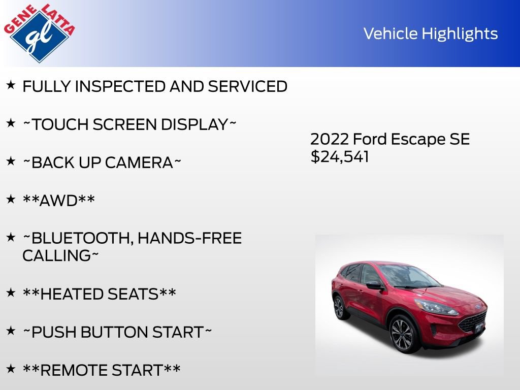 Certified 2022 Ford Escape SE w/ SE Sport Appearance Package AWD/4WD image 32