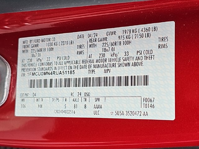 Certified 2024 Ford Escape ST-Line w/ Tech Pack #1 FWD image 37