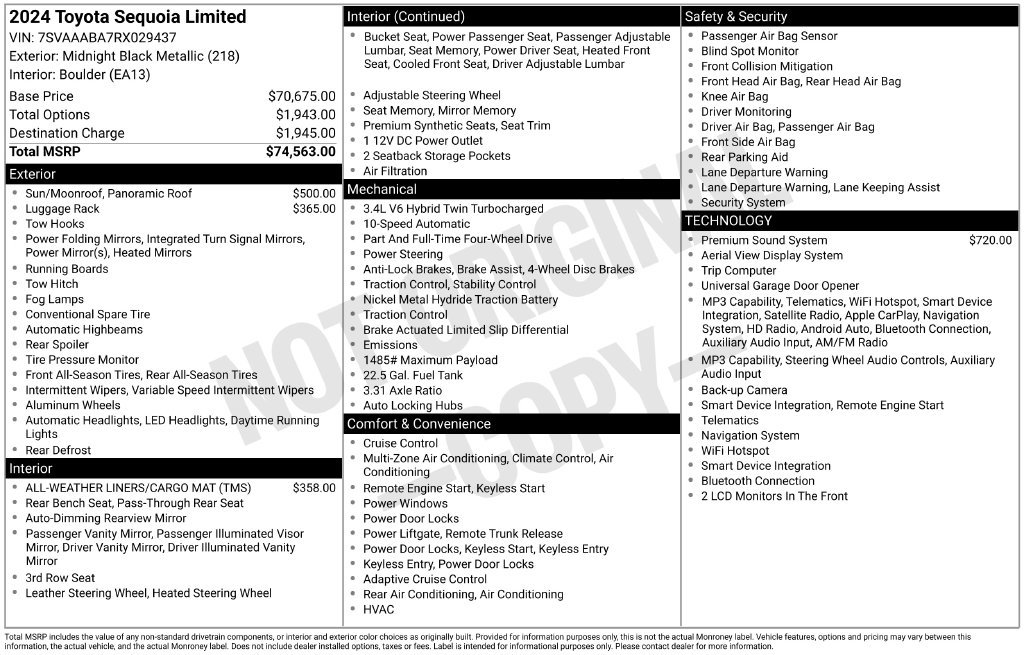 Used 2024 Toyota Sequoia Limited AWD/4WD image 52