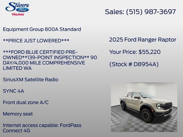 Certified 2025 Ford Ranger Raptor AWD/4WD image 8