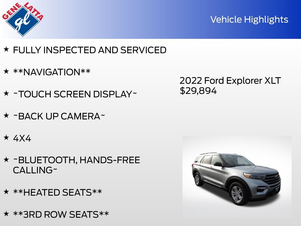Certified 2022 Ford Explorer XLT w/ Equipment Group 202A AWD/4WD image 34