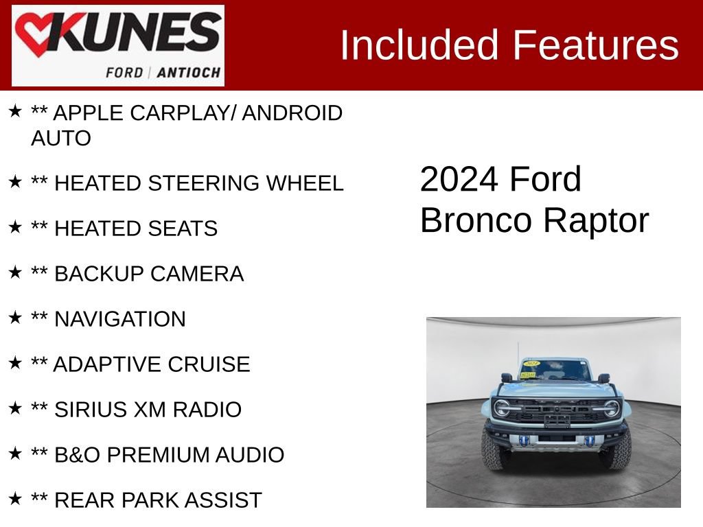 Certified 2024 Ford Bronco Raptor w/ Interior Carbon Fiber Pack 6 AWD/4WD image 3