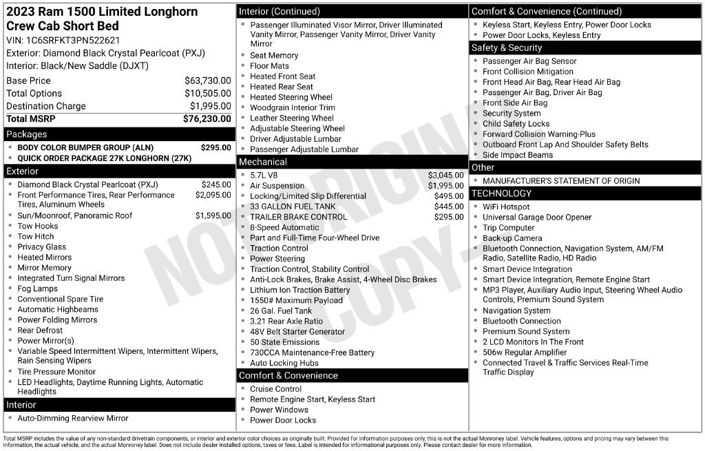 Used 2023 RAM 1500 Limited w/ Body Color Bumper Group AWD/4WD image 37