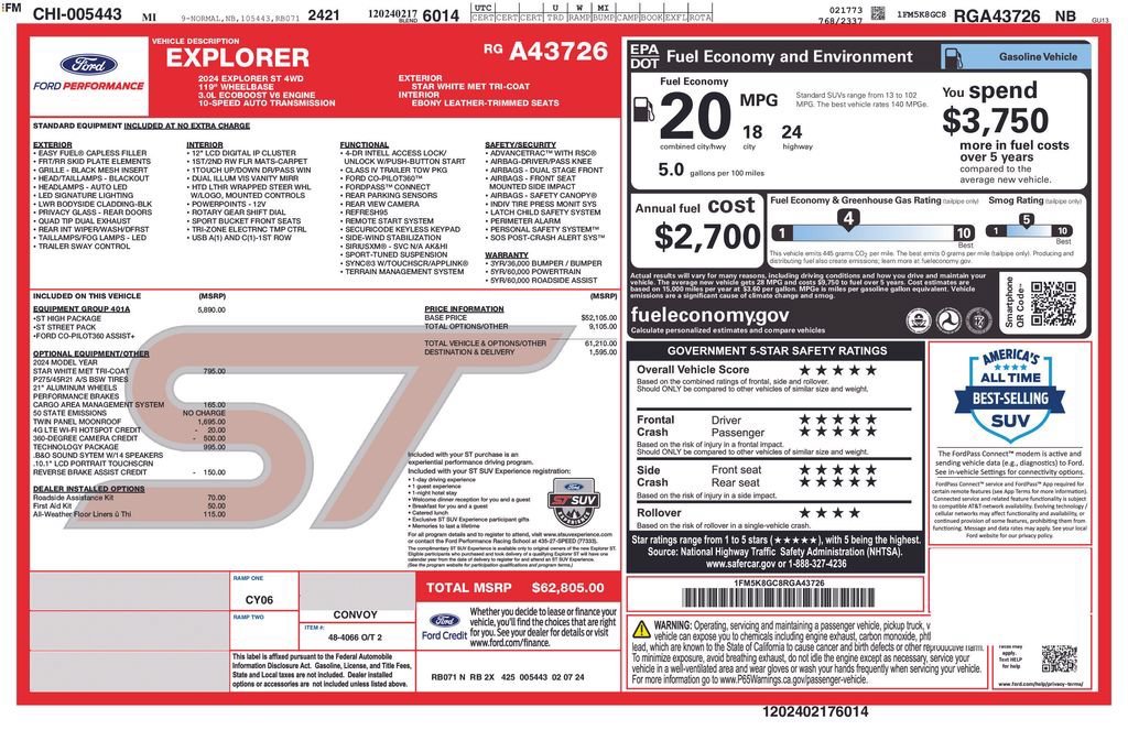 Certified 2024 Ford Explorer ST w/ Equipment Group 401A AWD/4WD image 19