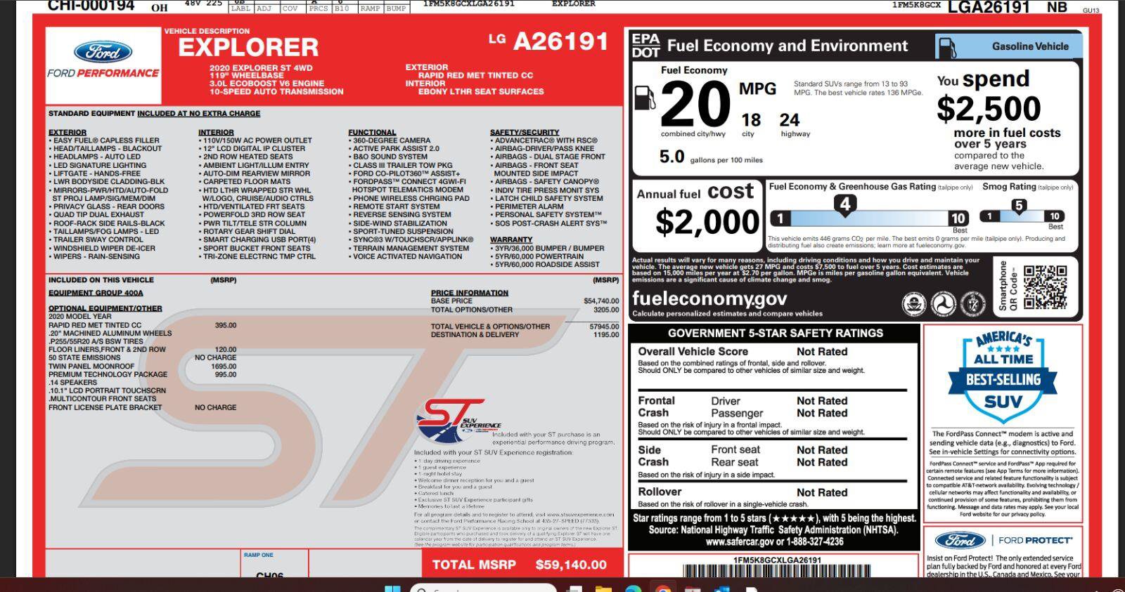 Certified 2020 Ford Explorer ST w/ Premium Technology Package AWD/4WD image 4