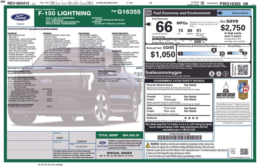 Certified 2023 Ford F150 Lightning Platinum AWD/4WD image 6