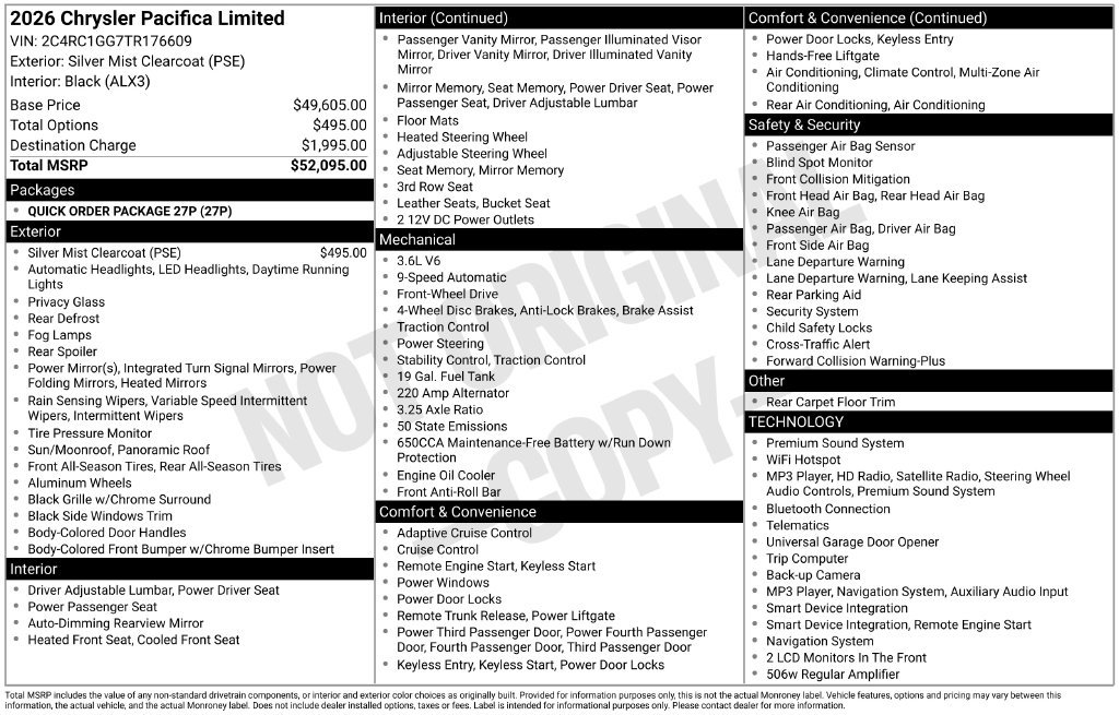 Used 2026 Chrysler Pacifica Limited FWD image 34