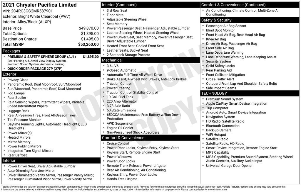 Used 2021 Chrysler Pacifica Limited w/ Premium & Safety Sphere Group AWD/4WD image 37