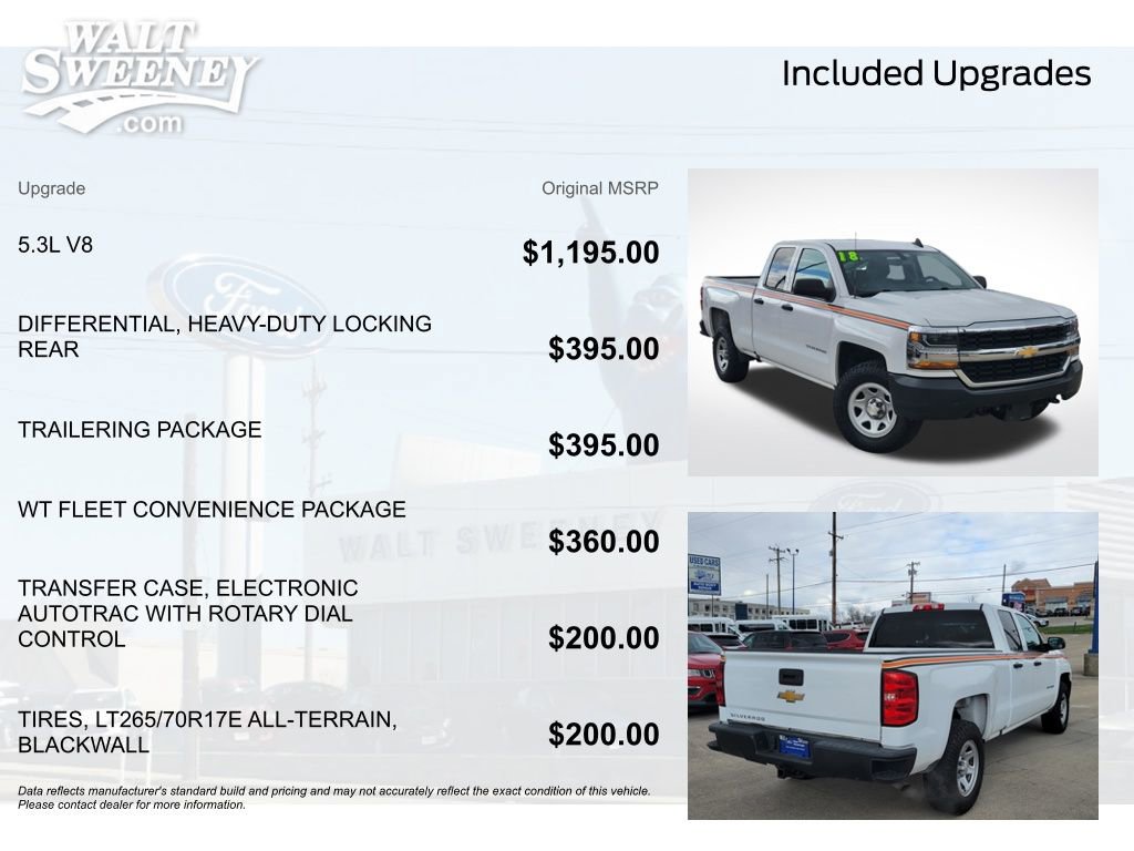 Used 2018 Chevrolet Silverado 1500 W/T w/ Trailering Package AWD/4WD image 11