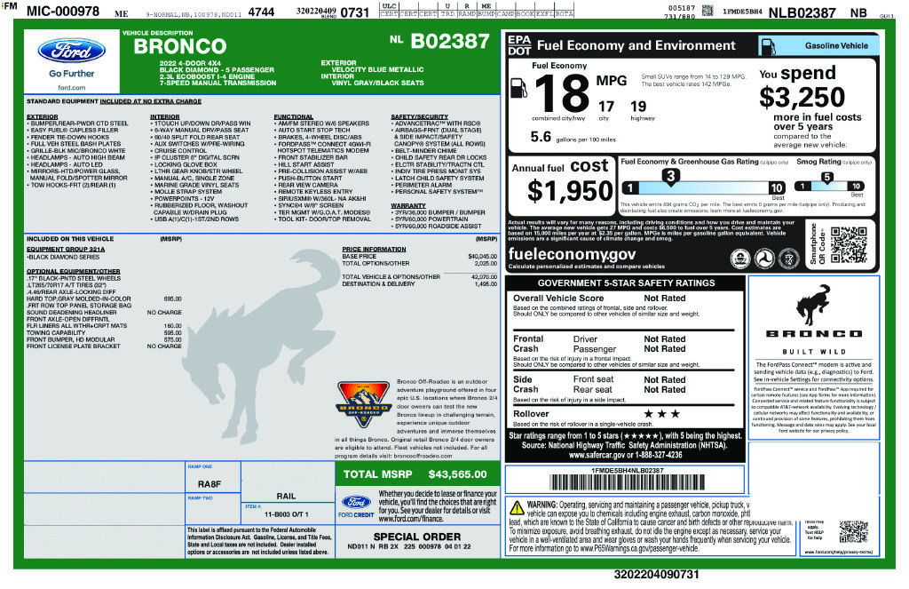 Certified 2022 Ford Bronco Black Diamond AWD/4WD image 23