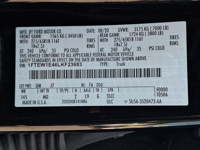 Certified 2020 Ford F150 XLT w/ Equipment Group 302A Luxury AWD/4WD image 28