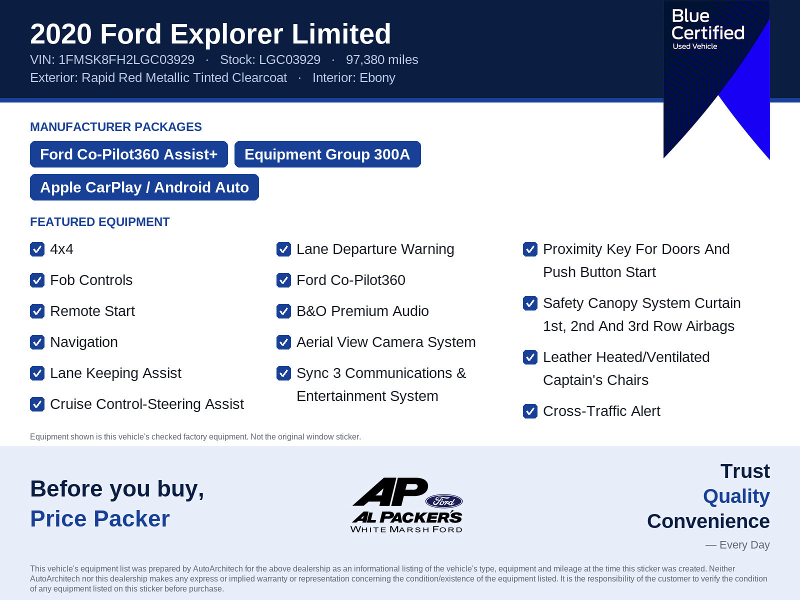 Certified 2020 Ford Explorer Limited AWD/4WD image 10