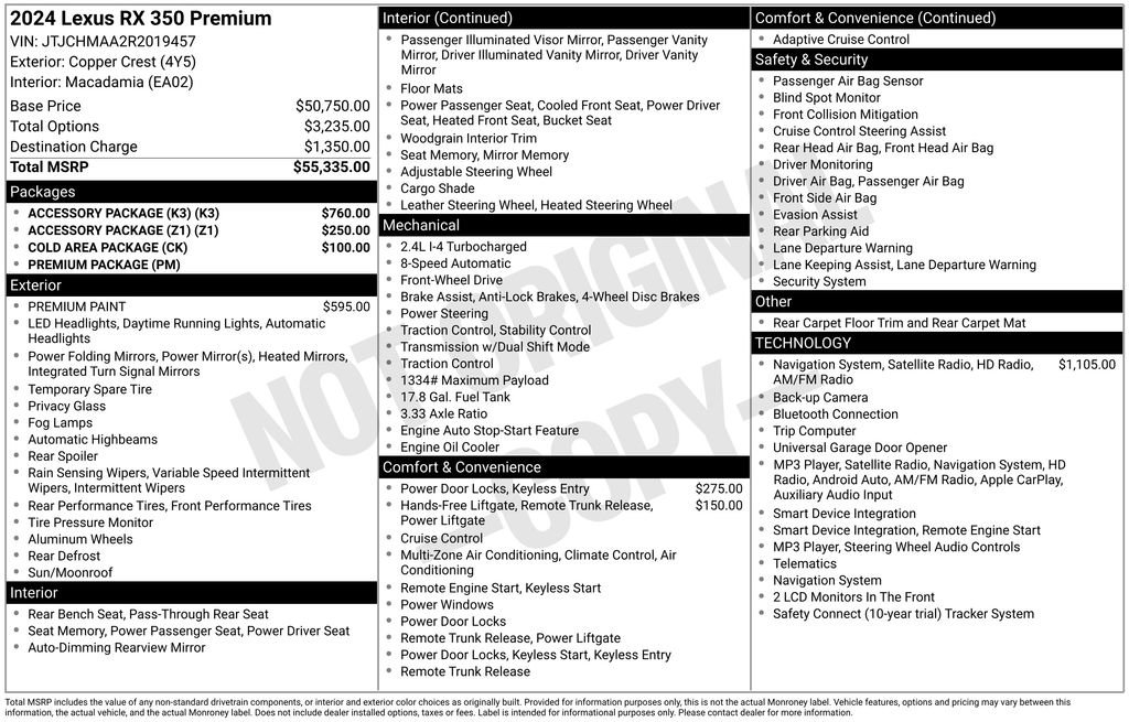 Used 2024 Lexus RX 350 Premium w/ Accessory Package (K3) FWD image 7