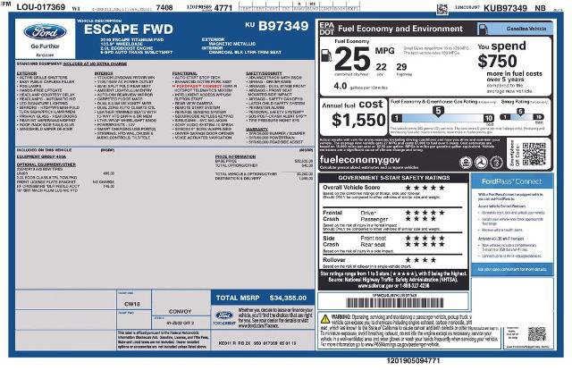 Certified 2019 Ford Escape Titanium w/ U0J03 - Titanium Tow Package FWD image 26