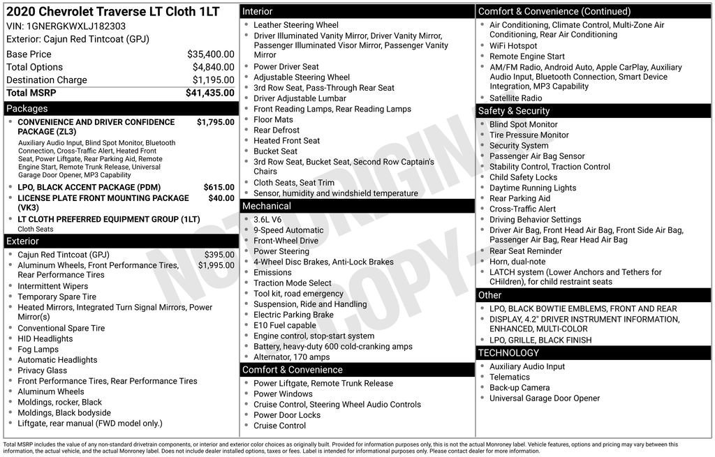 Used 2020 Chevrolet Traverse LT image 9