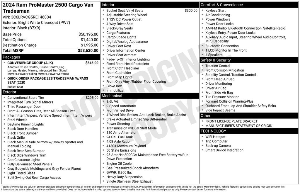 Used 2024 RAM ProMaster 2500 w/ Convenience Group FWD image 5
