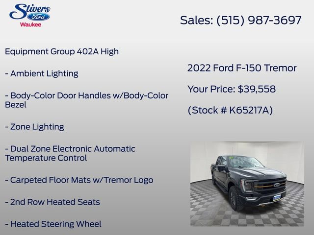 Certified 2022 Ford F150 Tremor w/ Equipment Group 402A High AWD/4WD image 22
