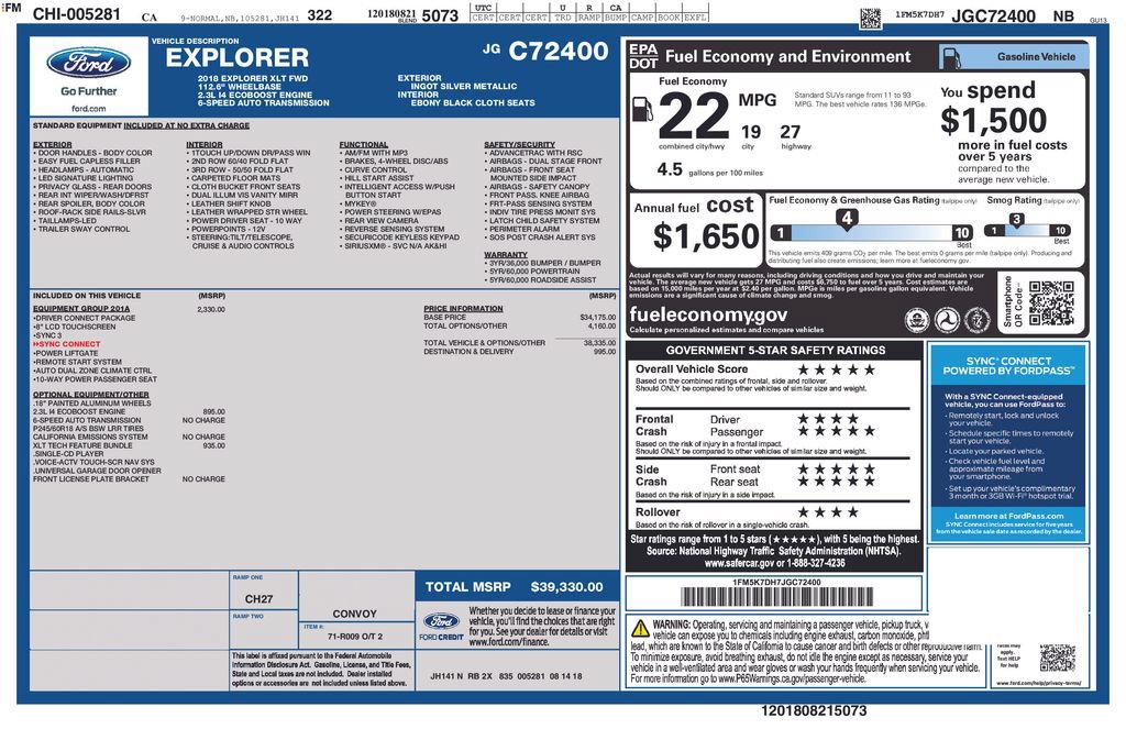 Certified 2018 Ford Explorer XLT w/ Equipment Group 201A FWD image 3