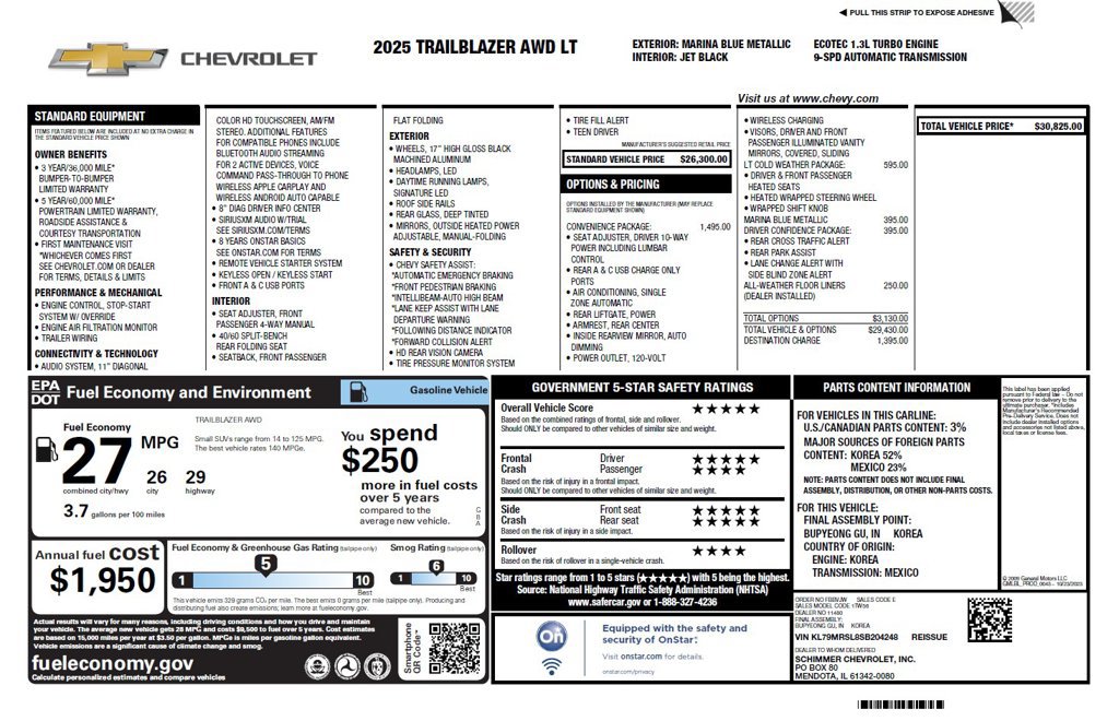 Used 2025 Chevrolet TrailBlazer LT w/ Convenience Package AWD/4WD image 5