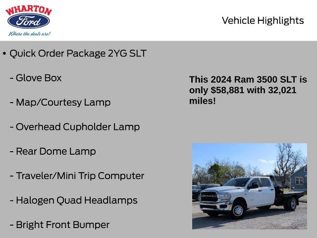 Used 2024 RAM 3500 SLT w/ Quick Order Package 2YG SLT image 16