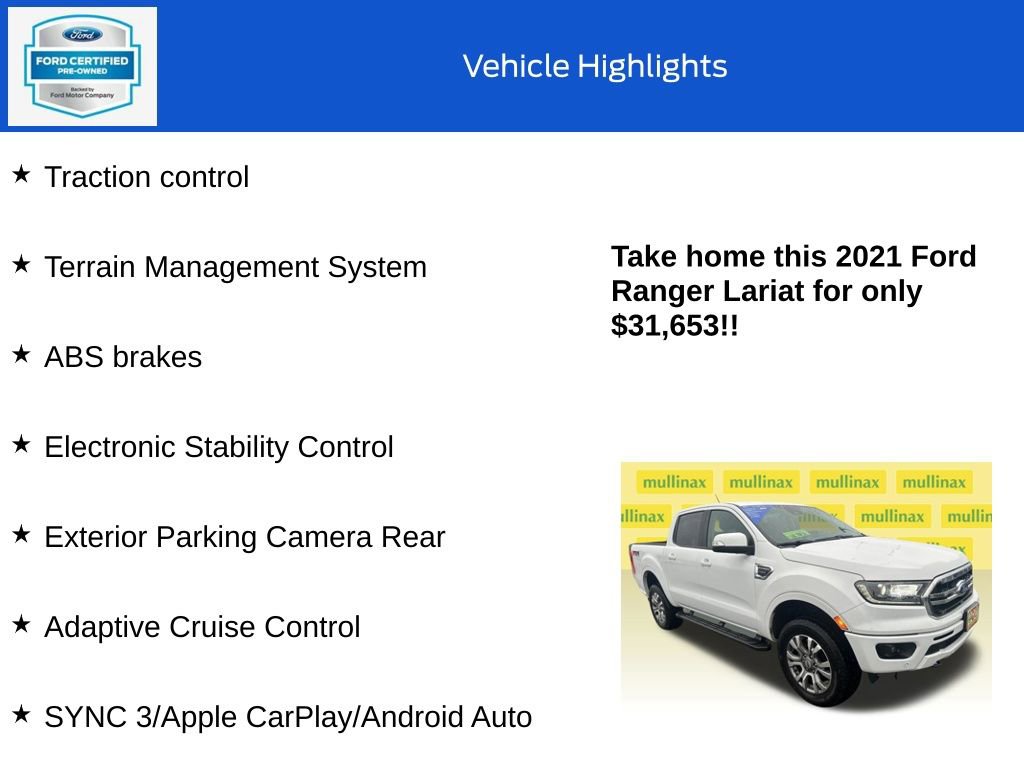 Certified 2021 Ford Ranger Lariat w/ FX4 Off-Road Package image 19