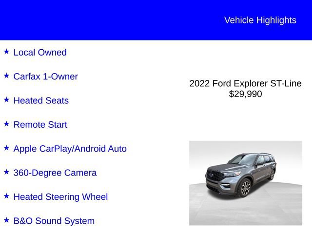 Certified 2022 Ford Explorer ST-Line w/ Class IV Trailer Tow Package RWD image 2