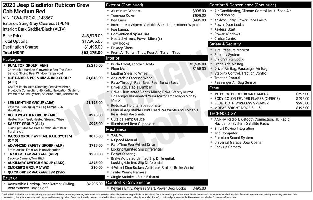 Used 2020 Jeep Gladiator Rubicon w/ Dual Top Group image 10