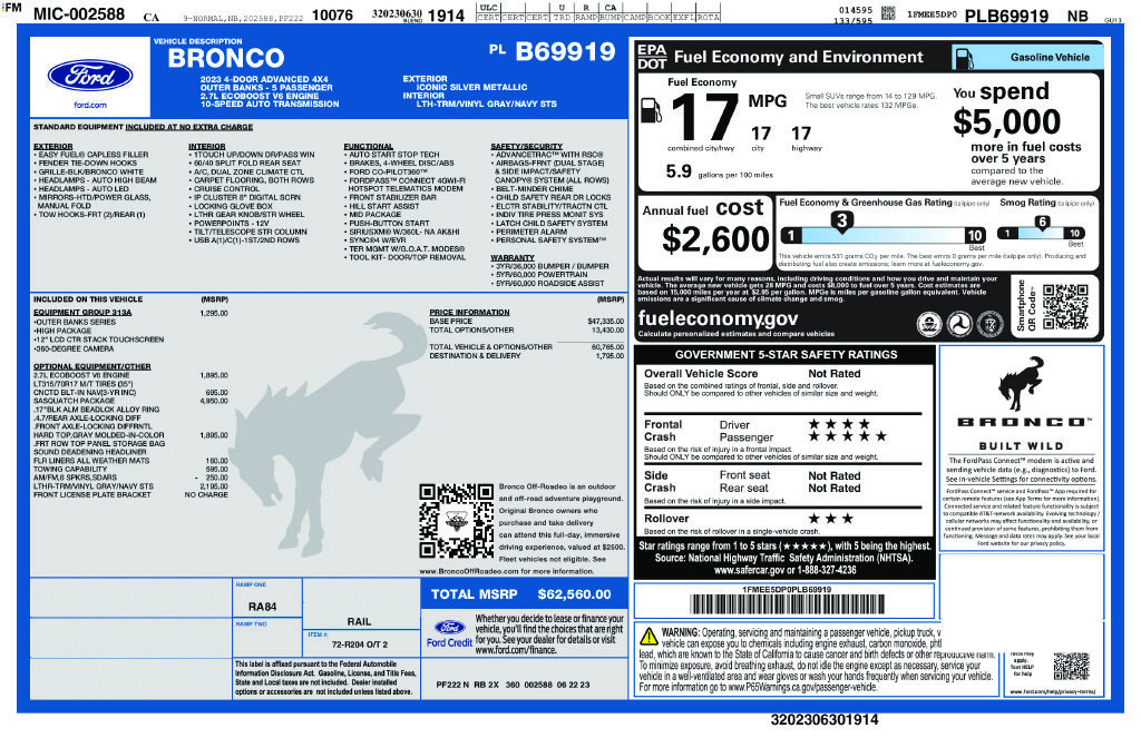 Certified 2023 Ford Bronco Outer Banks w/ Sasquatch Package AWD/4WD image 3
