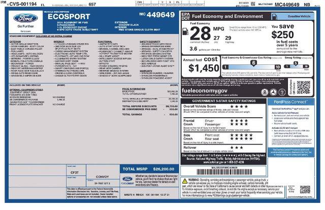 Certified 2021 Ford EcoSport SE w/ SE Convenience Package FWD image 2