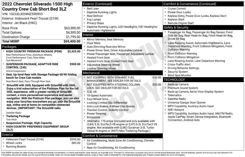 Used 2022 Chevrolet Silverado 1500 High Country w/ High Country Premium Package AWD/4WD image 27