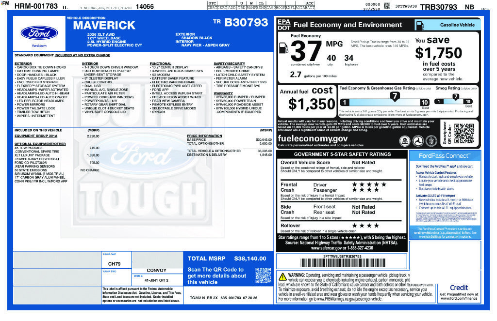 Certified 2026 Ford Maverick XLT w/ Equipment Group 301A AWD/4WD image 41