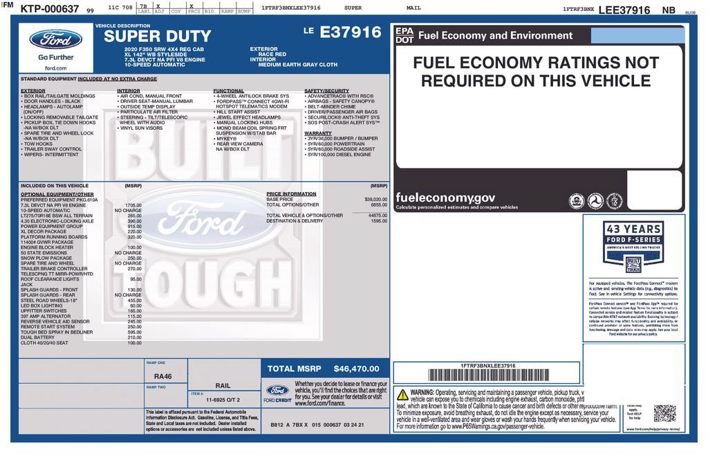 Certified 2020 Ford F350 XL w/ Power Equipment Group AWD/4WD image 43