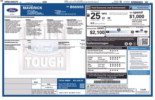 Certified 2025 Ford Maverick XL w/ 4K Tow Package image 34