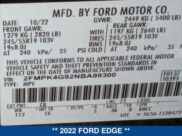 Certified 2022 Ford Edge SE w/ Black Appearance Package AWD/4WD image 23