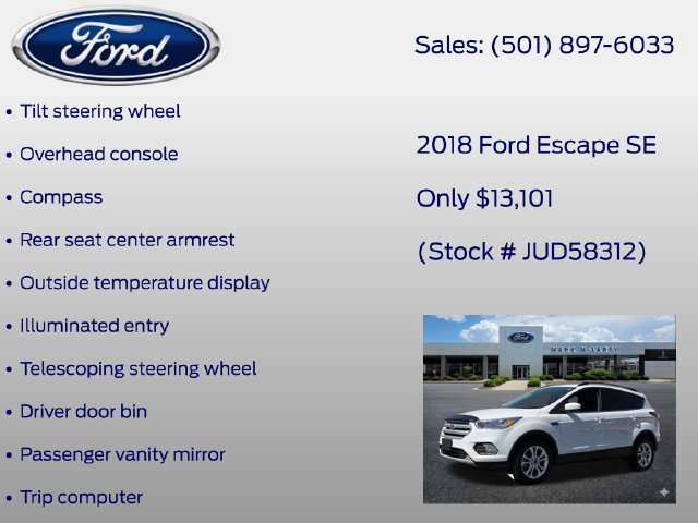 Certified 2018 Ford Escape SE w/ SE Sync 3 Package FWD image 33