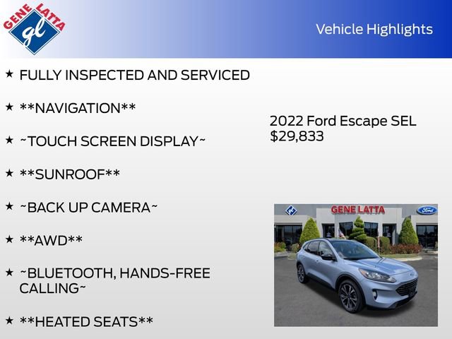 Certified 2022 Ford Escape SEL w/ SEL Stealth AWD Package image 34