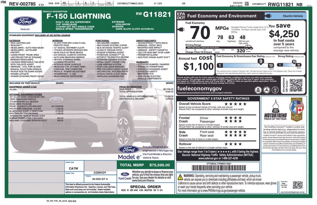 Certified 2024 Ford F150 Lightning Flash w/ Max Trailer Tow Package AWD/4WD image 52