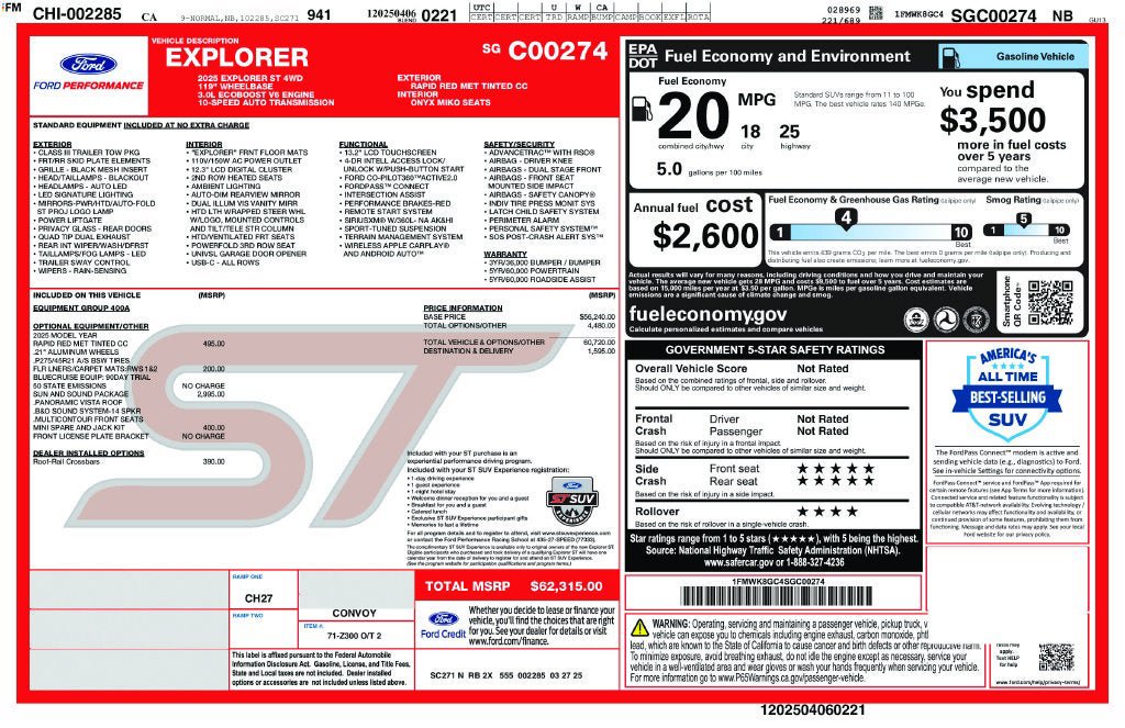 Certified 2025 Ford Explorer ST w/ Sun And Sound Package AWD/4WD image 3