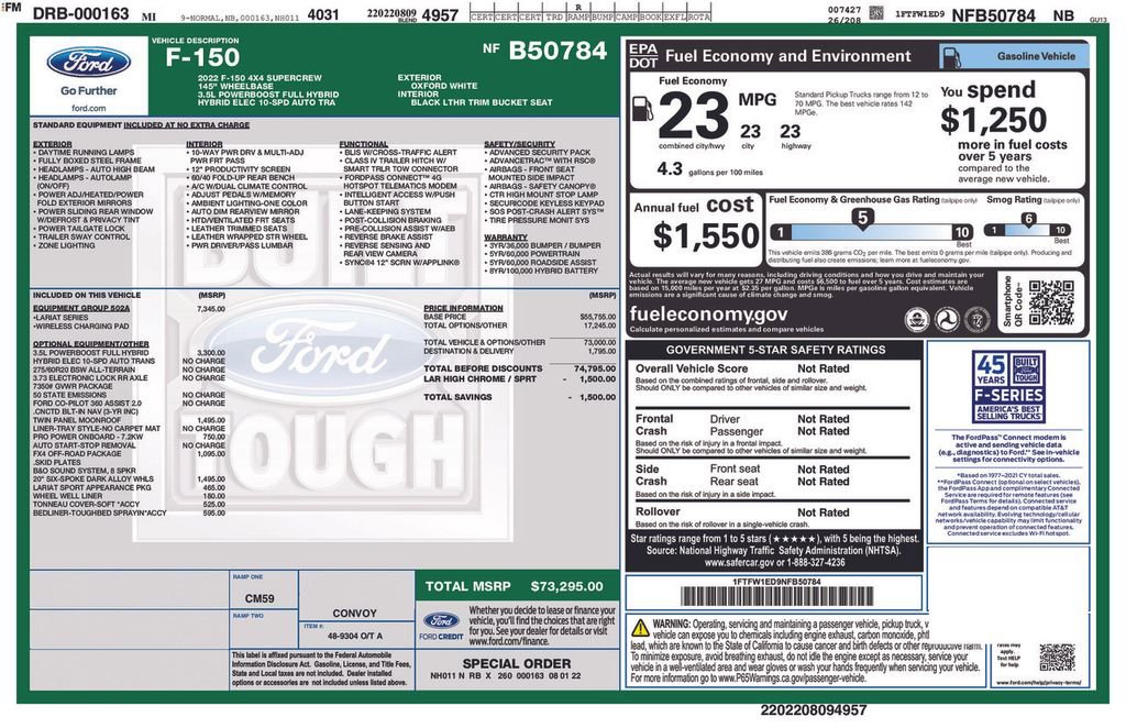 Certified 2022 Ford F150 Lariat w/ Equipment Group 502A High AWD/4WD image 6