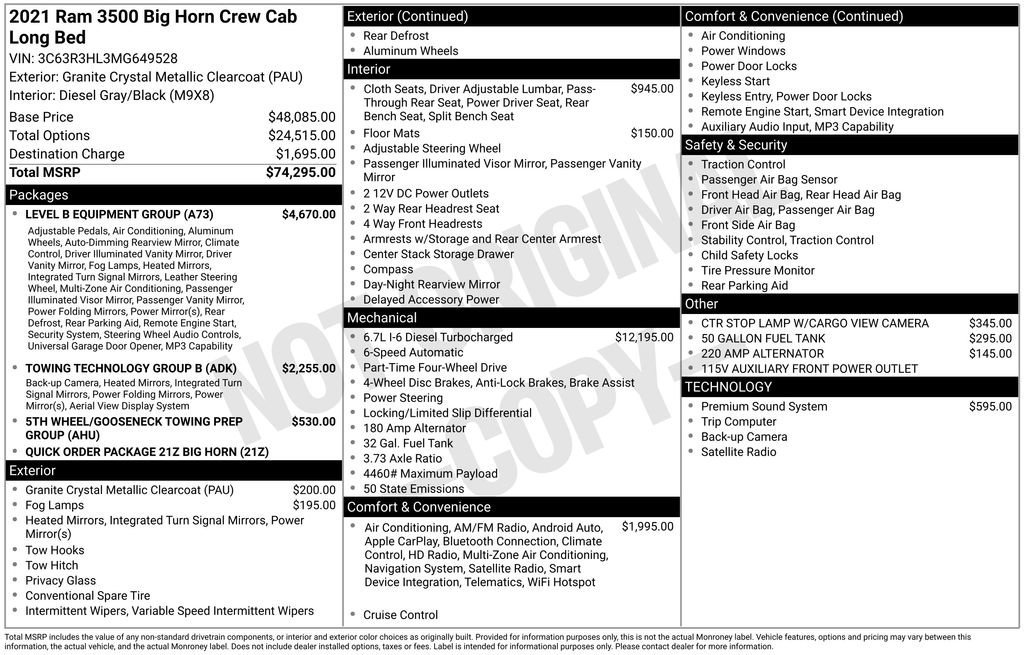 Used 2021 RAM 3500 Big Horn w/ Level B Equipment Group image 10