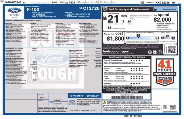 Certified 2019 Ford F150 XLT w/ Equipment Group 302A Luxury AWD/4WD image 2