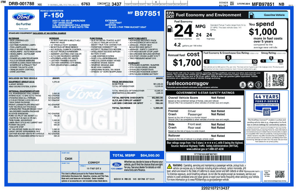 Certified 2021 Ford F150 4x4 SuperCrew Hybrid image 39