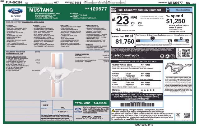 Certified 2021 Ford Mustang Premium w/ Ford Safe & Smart Package RWD image 19