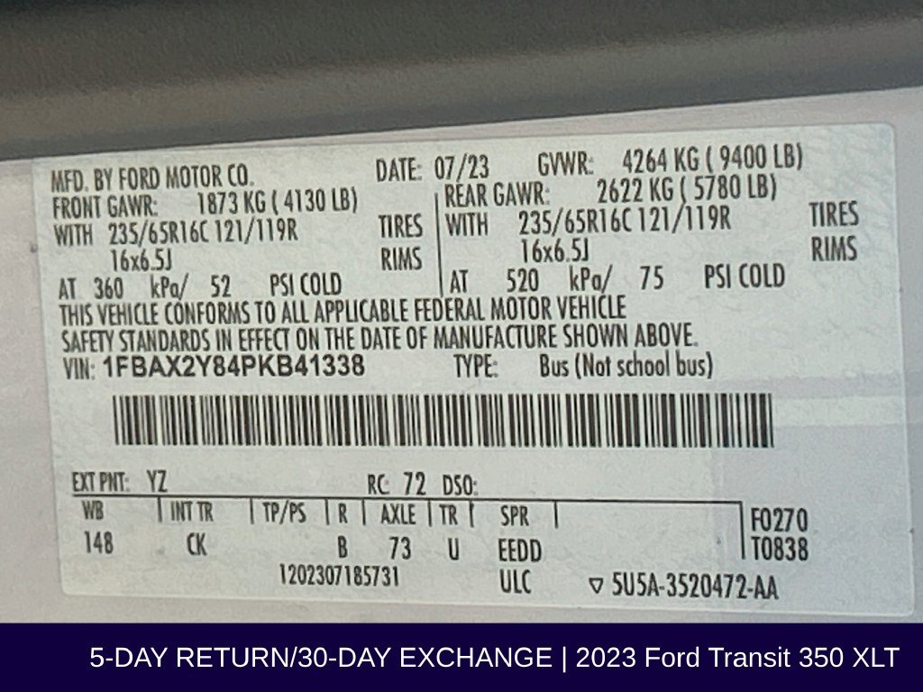 Certified 2023 Ford Transit 350 XLT RWD image 36