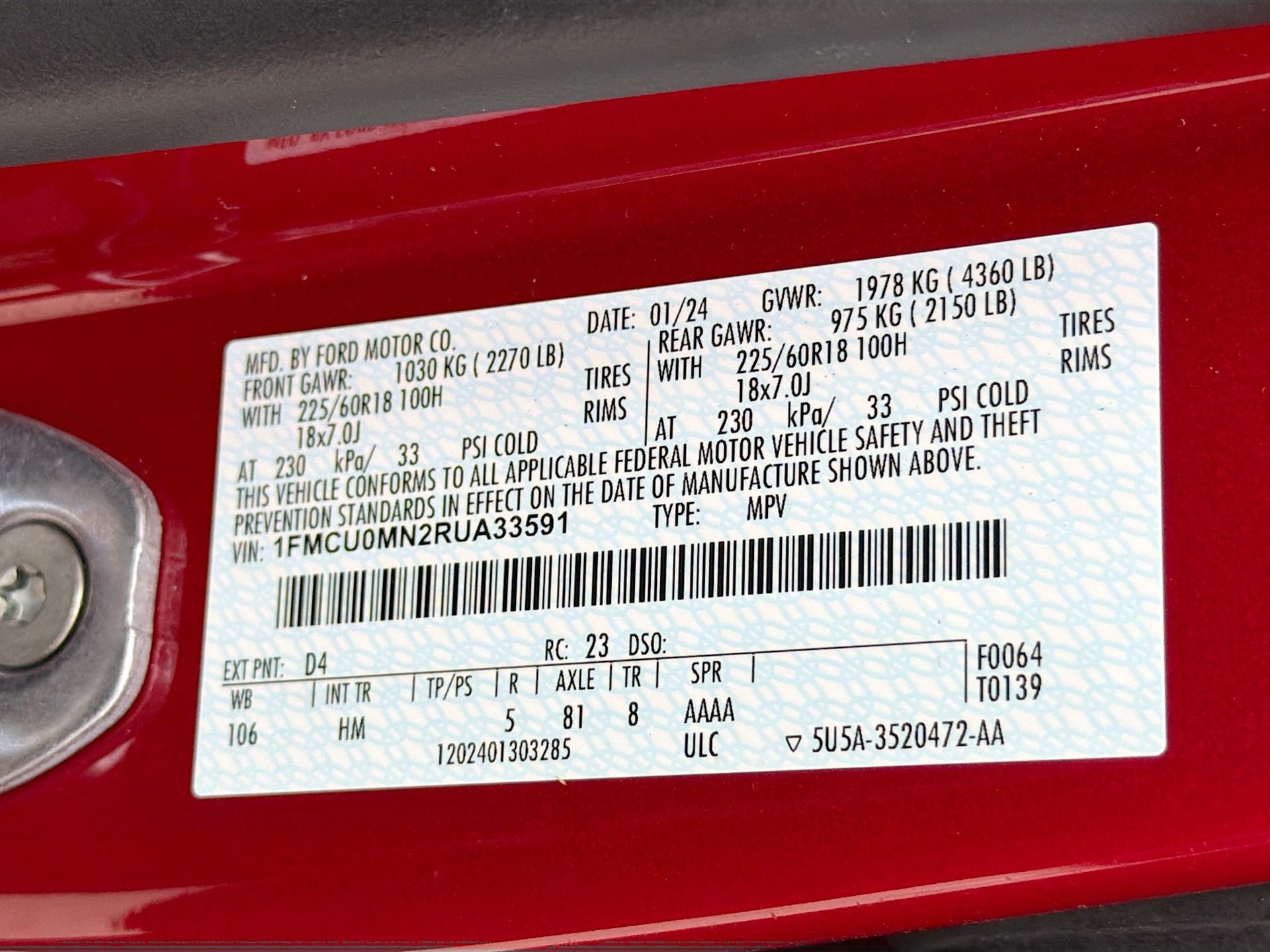 Certified 2024 Ford Escape ST-Line w/ Tech Pack #1 FWD image 37