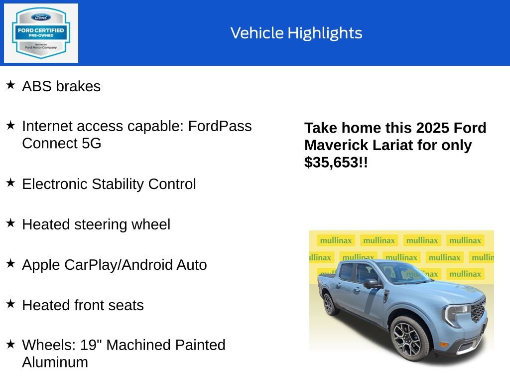 Certified 2025 Ford Maverick Lariat w/ 4K Tow Package AWD/4WD image 19