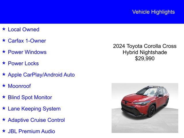 Used 2024 Toyota Corolla Cross AWD Hybrid w/ Moonroof Package image 2
