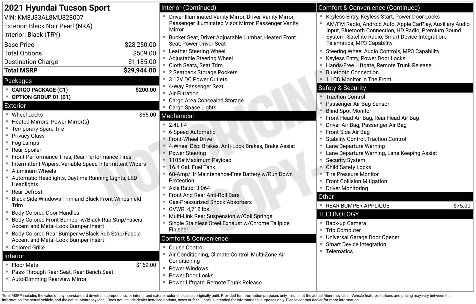 Used 2021 Hyundai Tucson Sport w/ Cargo Package image 32